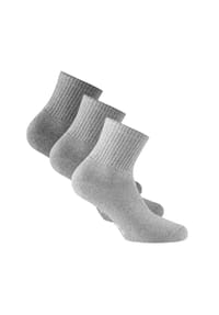Rohner Advanced Socks - Unisex Quarter Socken, 3er Pack - Sport Quarter, Baumwollmischung, einfarbig - Grau