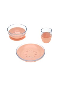 LÄSSIG - Kindergeschirr-Set mit Silikonuntersatz 3er Set - orange