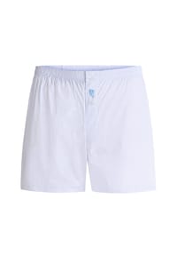 El Búho NOCTURNO® - Klassische Herren-Boxershorts, Popeline-Stoff, Baumwolle, gemustert - hellblau/weiß