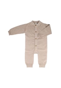maximo® - GOTS BABY-Strick-Overall, Ringel, Knöpfe - beigemeliert