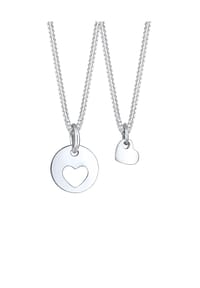 elli. - Halskette Herz Mutter Kind Liebe Cut Out Münze 925 Silber - Gold