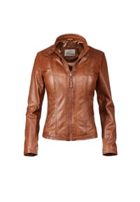 7eleven - Lederjacke SEURSULA mit Stehkragen - Cognac