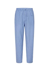 El Búho NOCTURNO® - Herren-Schlafanzughose, lang, Baumwoll-Popeline, gestreift - blau/weiß
