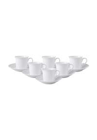 Villeroy & Boch Kaffeetassen mit Untertassen Cellini 200 ml 6er Set weiß - CELLINI - weiß