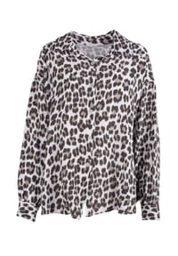 Seasons of April - Bluse LEO QUEEN MUSSELIN OVERSIZED Damen Musselinbluse aus 100% Baumwolle, Leoparden Muster - Beige