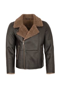 JILANI - Herren Lammfelljacke Lederjacke braun - braun