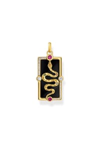 Thomas Sabo COSMIC AMULET - Kettenanhänger Schlange mit schwarzer Kaltemaille und bunten Steinen - gelbgoldfarben, schwarz