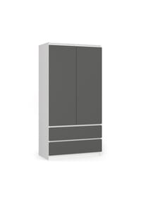 Akord - Kleiderschrank S90 mit 2 Türen, 2 Schubladen und 4 Einlegeböden - artisan-eiche