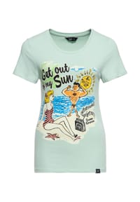 QUEEN KEROSIN - Print-Shirt mit Vintage-Motiv Get Out Of My Sun - mint