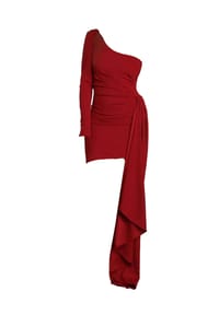 MODA MINX - Kleid Bianca Short Ruffle Dress mit raffiniertem Ruffle-Element - red