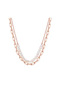 Luluandjane - Damen Kette aus Metall-Legierung in Roségold mit Süßwasser-Zuchtperle - roségold