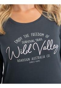 ROADSIGN® australia Damen Langarmshirt Wild Valley mit Aufdruck auf der Vorderseite und Rundhalsausschnitt, Sweater aus 100 Prozent Baumwolle Bild 3