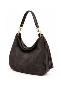 collezione alessandro® - Schultertasche Como Abnehmbarer Henkel, große Quaste, Made in Italy - braun