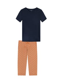 SCHIESSER - Schlafanzug Mix & Relax - Orange / dunkelblau