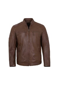 JILANI - Herren Lederjacke Lammnappa dark cognac - dark cognac