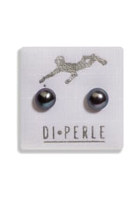 DiPerle DI PERLE Schmuckkollektion - Süßwasser Zuchtperlen Ohrringe Ohrstecker aus 925er Silber platiniert, anthrazit - anthrazit