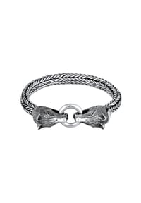 KUZZOÍ - Armband Herren Wolfskopf Ringverschluss Trend 925 Silber - Silber