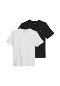 Marc O'Polo - Herren T-Shirt, 2er Pack - Kjer, Rundhals, Regular Fit, Baumwolle - Dunkelblau/Weiß