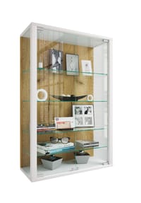 VCM. Glasvitrine hängend, Vitrine Glas mit ESG-Sicherheitsglas, Maße: H. 91 x B. 60 x T. 25 cm, Hängevitrine Glas, modern und platzsparend, Glas Vitrinenschrank - Udina L