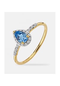 Diamant L'eternel - Ring, mit Blautopas, 375 Gelbgold - gold
