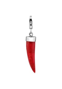 Nenalina - Charm Zahn Koralle Rot Festival Boho 925 Silber - Silber