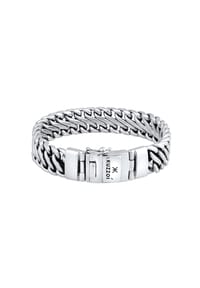 KUZZOÍ - Armband Herren Panzer Trend Fein Steckschließe 925 Silber - Silber