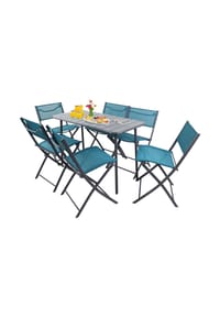 VCM. - 7-tlg Gartenmöbel Set | Sitzgruppe Essgruppe | 1xTisch, 6x Stühle | Tisch Maße ca. H. 72 x B. 110 x T. 55 cm | Klappbar | Garten Set - Sumila - Rot