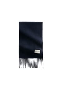Marc O'Polo - Damen Schal - Scarf, gewebter Wollschal, Twill, lange Fransen, ca. 30 x 190 cm - Dunkelblau
