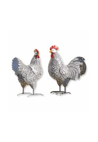 LOBERON - Deko-Huhn 2er Set Mannis schwarz/weiß - 