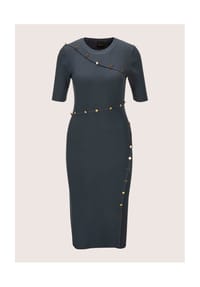 MADELEINE - Elegantes Kleid mit Zierknöpfen - nebelblau