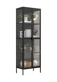 VCM. - Glasvitrine stehend | Vitrine Glas mit ESG-Sicherheitsglas | Maße ca. H. 180 x B. 60 x T. 35 cm | Standvitrine Glas | Modern und platzsparend | Glas Vitrinenschrank – Floka XXL - 
