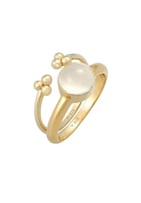 elli. PREMIUM - Ring Mondstein Rund Kugel Design 2Er Set 925 Silber - Gold