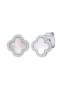 Luluandjane - Ohrstecker Zirkonia weiß Perlmutt weiß - silber