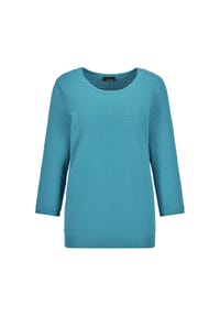 GOLDNER - Kurzgröße:  Halbarm Baumwollpullover mit Struktur - bordeaux