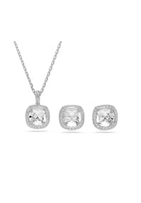 SWAROVSKI UNA - Damen Schmuck-Set, Messing, Kette mit Anhänger, 1 Paar Ohrstecker - SILBER