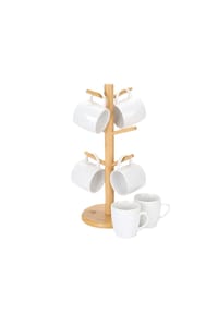 Cheffinger - aus Bambus, Tassenhalter & Brezelbaum - platzsparend & dekorativ - Braun 15 x 33 cm