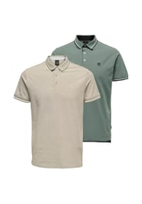 ONLY & SONS - Poloshirt 2er Pack Onsefletcher - Beige / blau