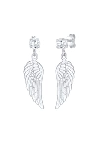 Nenalina - Ohrringe Flügel Glücksbringer Zirkonia Hänger 925 Silber - Gold