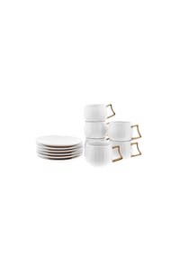 mulex® - Porzellan-Mokkatassen im Set – zeitlose Eleganz - Gold 7 x 5 cm