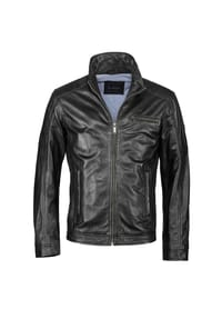 bugatti - Lederjacke BUQUENTINO mit Stehkragen und Reisverschlüssen - Schwarz