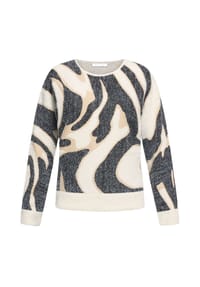 BETTY & CO - Strickpullover mit Rippbündchen - Weiß/Schwarz