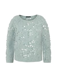 BETTY BARCLAY - Lochstrick-Pullover mit U-Boot-Ausschnitt - Gray Mist