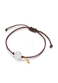 YOKOAMii - Damen Armband aus Textil in Braun mit Muschelkernperle - braun