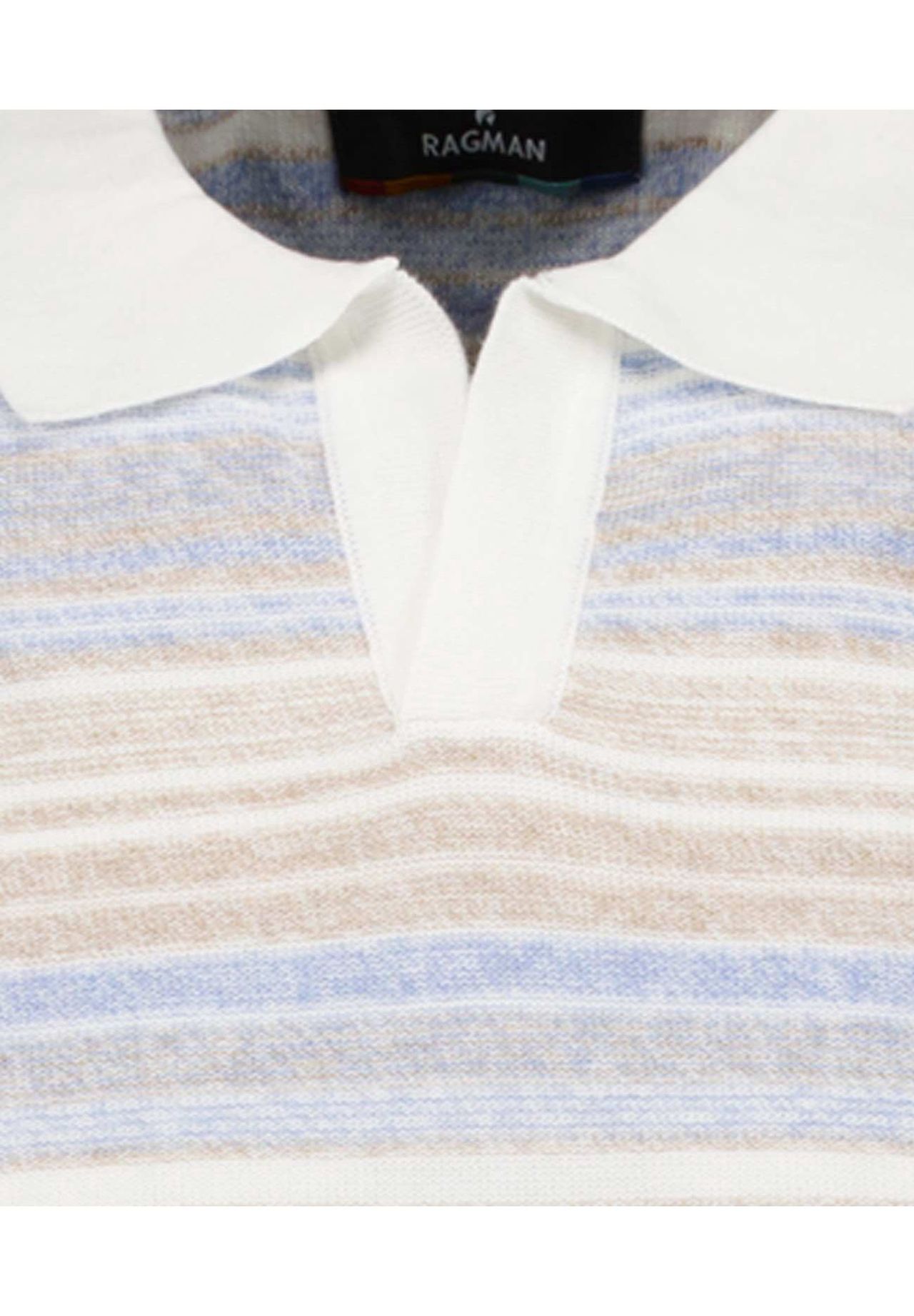 Ragman Strickpullover, Polokragen, FüR Herren, Blau|Beige, M
