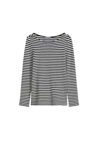 Marc O'Polo - Damen Langarmshirt - Slub-Jersey T-Shirt Longsleeve, Regular Fit, Baumwolle, gestreift - Beige/Weiß