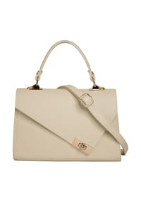 Cluty - Handtasche Echt Leder, Made In Italy - beige