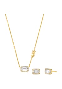 MICHAEL KORS - PREMIUM Damen Schmuck-Set, Kette und Ohrringe, 925er Sterling Silber - GELBGOLD
