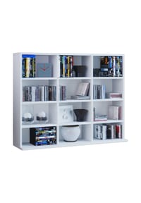 VCM. - Holzregal stehend | platzsparender CD-Schrank für 480 CDs oder 224 DVDs | Maße:H. 82 x B. 102 x T. 23 cm | Elegantes DVD Regal stehend | Blu-Ray Regal | CD Regal  Megosa L - Anthrazit / Honig-Eiche