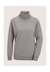 MADELEINE - Rollkragenpullover mit Rippstrick-Details - beige / melange