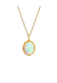 elli. - Halskette Elli Halskette Synthetischer Opal Oval Vintage 925Er Silber - Gold